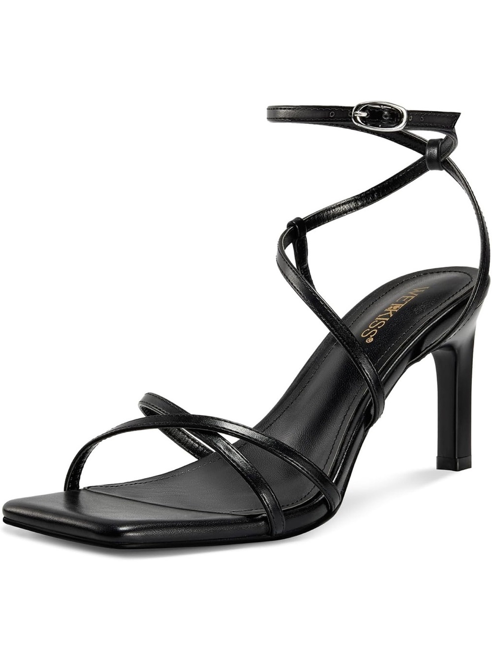 WETKISS Strappy Black Sandal - Women's Dress Heel